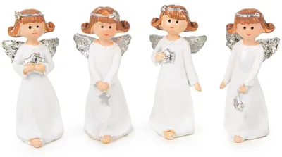 Produktbild von 4 Schutzengel weiß Silber - Engel Figuren kleines Geschenk Weihnachten 5 cm
