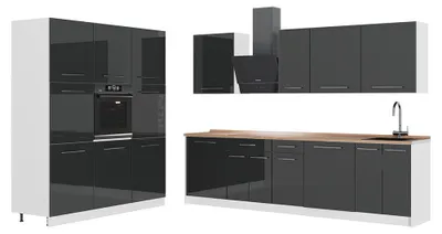 Productafbeelding van Complete keukeneenheid Vicco Fame-Line Antraciet Hoogglans/Wit 460 cm, WB Eik, Model 63818