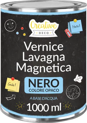 Immagine prodotto di Creative Deco Vernice Lavagna Magnetica a Gesso Nera | 1L | Pittura Opaca per Pareti Legno Metallo | A Base d'Acqua | Con Polvere Metallica
