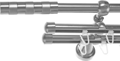 Produktbild von Rohr und Innenlauf Gardinenstange Edelstahl Look, Durchmesser 16mm, Wandträger H14RII, 3-läufig, Länge 280, Endkappe E12