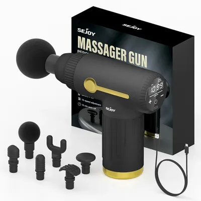 Produktbild von Massagepistole - Faszienpistole - 10 Geschwindigkeitsstufen - 6 Massageköpfe - Touchscreen - Akkubetrieben - Schwarz