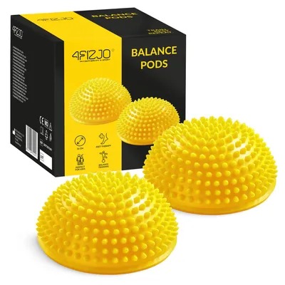 Produktbild von 4FIZJO Halbkugel, Sensory Balance, Rehabilitationsigel, Noppen PVC, 16 cm, 2 Stück, gelb