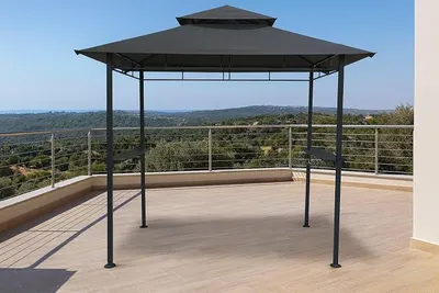 Produktbild von Grillpavillon Izgara, Anthrazit, 244 x 150 x 250 cm | Stahl, Überdachung für Grill, Outdoorküche, Für Balkon Garten Terrasse, Raucherpavillon