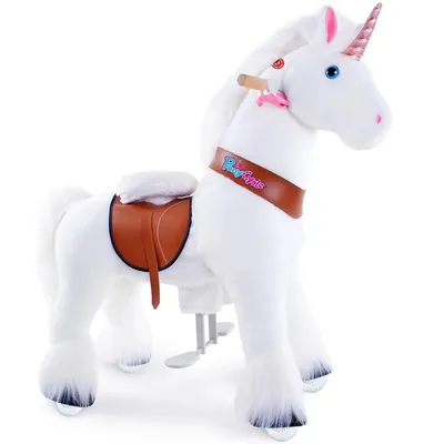 Produktbild von PonyCycle Schaukelpferd auf Rollen mit Sound und Bremsen für Kinder von 4-7 Jahren Reittier Einhorn - Ux404