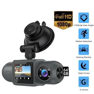 Obrázek produktu pro Přístrojová kamera do auta vpředu vzadu, 4K kamera do auta GPS s WiFi, duální kamera do auta s 64GB SD kartou, noční vidění, 170° široký úhel, WDR