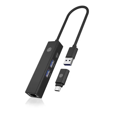 Obrázek produktu pro ICY BOX IB-HUB1439-LAN, Kabel, USB 3.2 Gen 1 (3.1 Gen 1) Type-A, 1000 Mbit/s, IEEE 802.1Q, IEEE 802.1as, IEEE 802.1p, IEEE 802.3, IEEE 802.3az, IEEE 802.3u, IEEE 802.3x, Černá, 5 Gbit/s