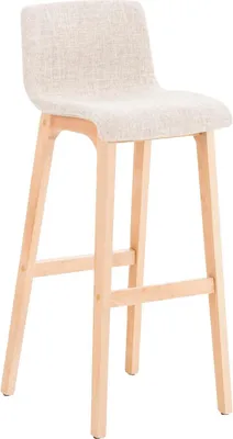 Zdjęcie produktu dla Stołek barowy z materiałowym siedziskiem - Stołek barowy - Wygodne ergonomiczne oparcie i drewniana podstawa | Kolor: kremowy