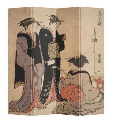 Image de Fine Asianliving Paravent Séparation de pièce Mur espagnol Room Divider Séparateur de pièce Protection visuelle Japonais Oriental Chinois L160xH180cm Toile imprimée double face Asiatique