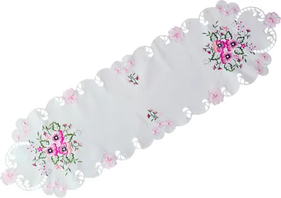 Produktbild von Tischläufer ELKE Stiefmütterchen rosa Polyester 40 x 140 cm oval
