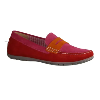 Produktbild von Sioux Carmona 700 Damenslipper, Mokassin, Leder, Chili (Rot), Wechselfußbett - Damenschuhe Slipper / Trotteur, Mehrfarbig, leder (velour)