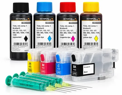 Immagine prodotto di Cartucce ricaricabili compatibili con Brother LC-1100, LC-980, LC-985 con inchiostro