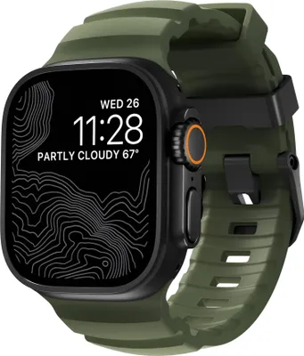 Zdjęcie produktu dla Nomad Rocky Point Band, Band, Smartwatch, Czarny, Apple, Ultra / 46mm, Skóra, Tytan