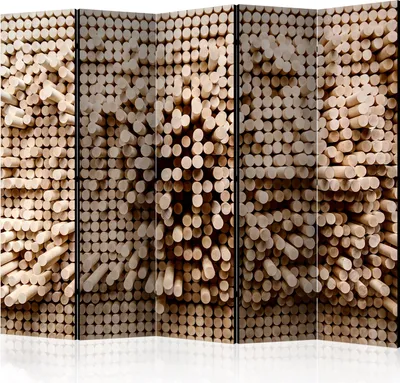 Produktbild von Akusticher Raumteiler 3D Effekt Foto Paravent 225x172 cm beidseitig auf Vlies-Leinwand bedruckt Akustikschaum Trennwand Spanische Wand Sichtschutz Home Office geometrisch beige f-B-0271-z-c