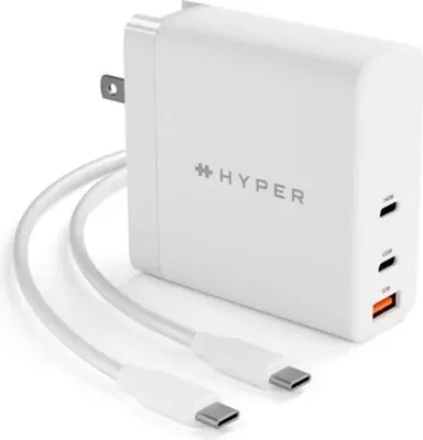 Image de Hyper HyperJuice Chargeur de voyage 3 ports GaN (140W) – USB-C 140W PD 3.1 – USB-C 100W PD 3.0 – Compatible avec les appareils USB-C - Blanc