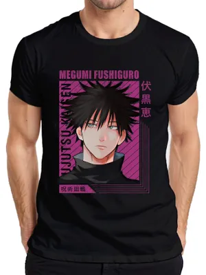 Productafbeelding van Megumi Fushiguro Jujutsu Kaisen Anime T-shirt voor fans, manga-stijl, retro design, voor heren, zwart, maat 3XL