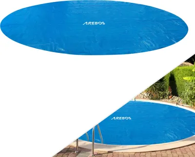 Produktbild von AREBOS® Pool Solarabdeckplane rund Ø 4,57m Blau | Solarplane Stärke 120 µm | Solarfolie zuschneidbar | Poolheizung Wassererwärmung Wärmeplane