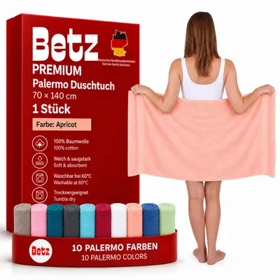Produktbild von Betz Duschtuch Badetuch Duschtücher Set Palermo 100% Baumwolle Handtuch Strandlaken Größe 70 x 140 cm Farbe apricot
