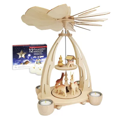 Obrázek produktu pro Dřevěné, stolní, čajové, vánoční, pyramida - jelen