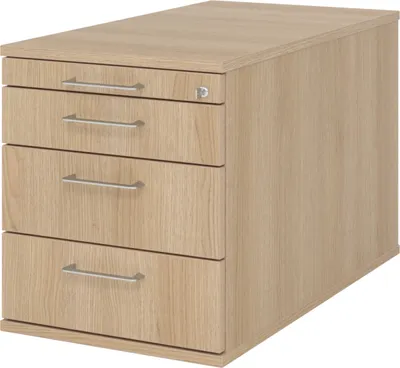 Produktbild von bümö office Rollcontainer - mit 3 Schubladen - Nachbildung: Eiche, Griff: Bügelgriff (Metall)