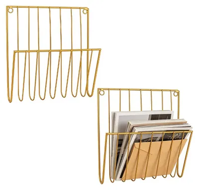 Wand-Organizer aus Eisen, gold, 2er-Set, 265x250x76 mm