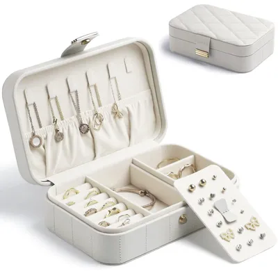 Produktbild von Elegante Schmuckschatulle für unterwegs Tragbarer Reise-Organizer Grau