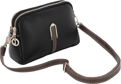 Image de Petit sac bandoulière en simili cuir, pour femmes, avec bandoulière réglable et 2 poches zippées. Mini sac à épaule