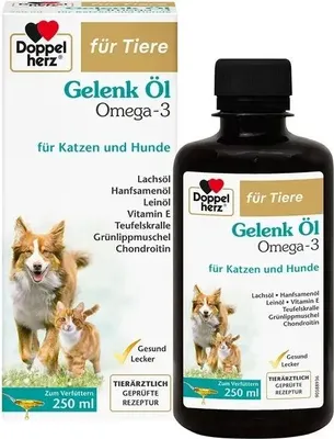 Productafbeelding van Doppelherz voor dieren, gewrichtsolie met omega-3 voor katten en honden, 250 ml, PZN 17305531