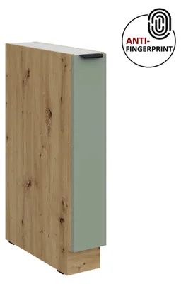 Produktbild von Küchen Unterschrank Schrankauszug 15 cm Küche ARIA Aquamarin ultra matt + Eiche Artisan matt, hochwertige Fronten mit Anti Fingerprint Beschichtung Küchenzeile Küchenblock