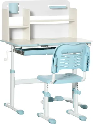A child's desk and chair set against a white background.