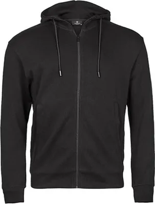 Produktbild von Tee Jays 5508 | Ribbed Interlock Hooded Full Zip Kapuzenjacke Herren - Farbe: Black - Größe: S