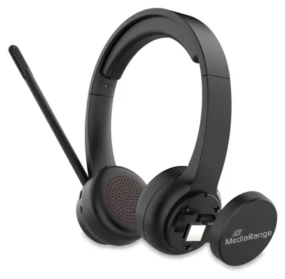Obrázek produktu pro MediaRange MROS307, Bezdrátový, Hovory/hudba, 20 - 20000 Hz, 150 g, Sluchátka s mikrofonem, Černá