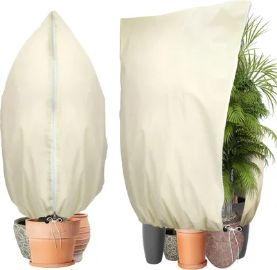 Produktbild von Winterschutz für Pflanzen, 2 Stück XL 180 * 120CM Winterschutz für Kübelpflanzen 80g/㎡ Dicker Pflanzenschutz Winter Tasche mit Reißverschluss und Kordelzug, Gefrierschutz Kälte für Pflanzen