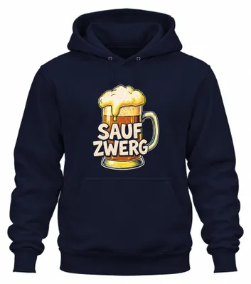 Productafbeelding van Saufzwerg biertje, , carnaval, vastenavond, feest, stammtisch, uni hoodie, capuchontrui, marineblauw, maat L