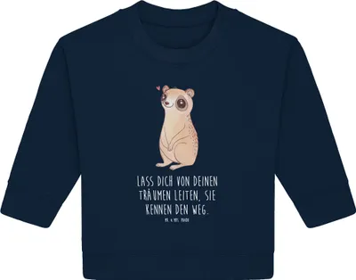 Produktbild von Mr. & Mrs. Panda Organic Baby Pullover Plumplori Glücklich 12. - 18. Monat - French Navy - Geschenk, Glück, Lustige Sprüche, Niedlich, Bullover
