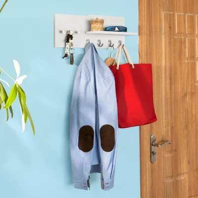 Immagine prodotto di SoBuy Appendiabiti da parete, gancio da parete, mobile da bagno, appendiabiti da corridoio FRG54-W