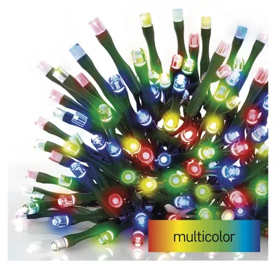 Obrázok produktu pre LED vianočná reťaz, 8 m, vonkajšia aj vnútorná, multicolor, časovač