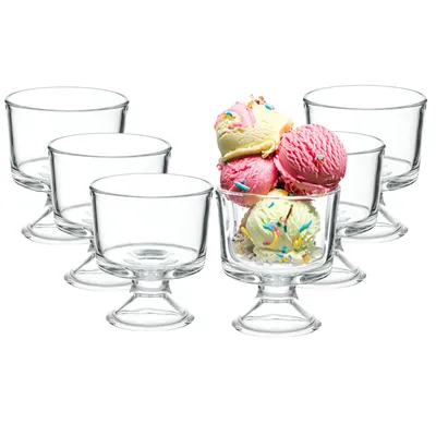 Produktbild von 6-tlg. Set Eisbecher aus Glas mit Fuß 290 ml - Eisschalen aus Glas - Dessertschale aus Glas - Glasschalen für Dessert - Puddingschale - Eisgläser