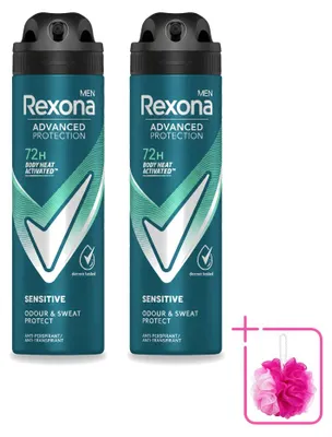 Imagen del producto de 2 aerosoles de desodorante Rexona Men Advanced Protection Sensitive, 150 ml - Pack ahorro - 2 unidades
