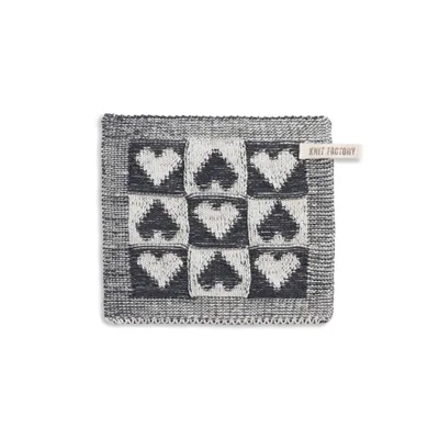 Produktbild von Knit Factory Topflappen Heart - Ecru/Anthrazit - 23x23 cm