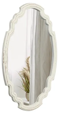 Produktbild von Wandspiegel oval Vintage Holzrahmen Weiß 43 x 60 cm