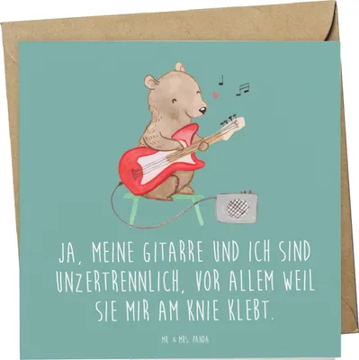 Produktbild von Mr. & Mrs. Panda Grußkarte Gitarre Freund - Meeresbrise - Geschenk, doppelkarte, Liebe, Musiker, Musikinstrument, anlasskarte, Akustik, Instrument, Lernen, Musik