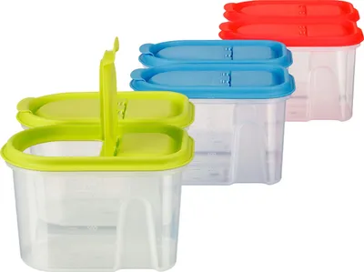 6 Vorratsdosen, 1,1 l, grün/blau/rot, BPA-frei