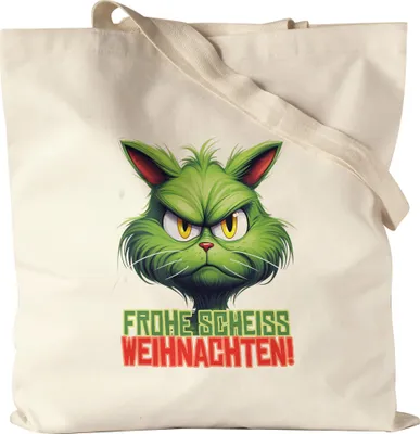 Produktbild von Frohe Scheiss Weihnachten Jutebeutel Katzenbesitzer Sarkasmus Geschenk