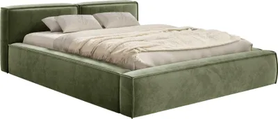 Produktbild von Selsey Tilves Slim – Polsterbett 180x200 mit Bettkasten und Lattenrost, Velours, olivgrün