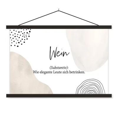 Produktbild von MuchoWow® Textilposter Sprichwörter - Wein - Zitate - Wörterbuch - Weindefinition 60x40 cm mit schwarzem Rahmen - Hölzernes