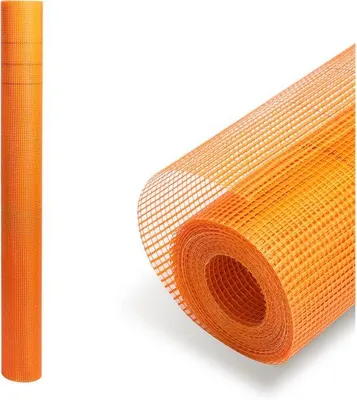 Productafbeelding van Wandisolatiemateriaal, stukadoorsgaren, 50 m². Wandisolatienet. Wandisolatiemateriaal voor binnen- en buitenmuren, 4x4 mm, 165 g/m², oranje