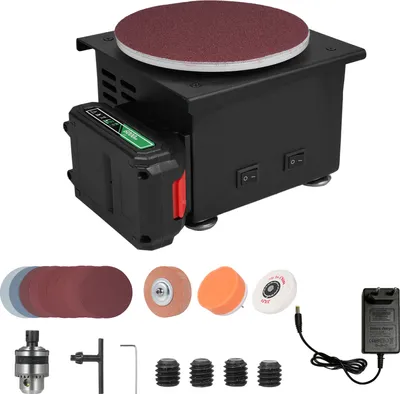 Zdjęcie produktu dla Elektryczna szlifierka stołowa z akumulatorem litowym 6000 W, szlifierka i polerka, mini szlifierka tarczowa, 6-calowa szlifierka tarczowa z 10 tarczami z papieru ściernego, odpowiednia do samodzielnego szlifowania metalu, drewna, kamienia itp.