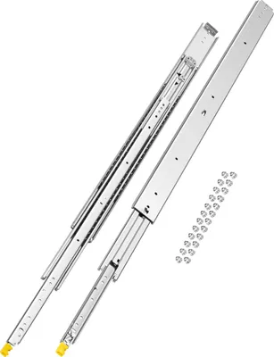Obrázok produktu pre VEVOR 1 pár zásuvkových bežcov s plným výsuvom 1117 mm, nosnosť 226 kg, zásuvkové bežce, guľôčkové ložiská s račňou, bočné teleskopické bežce pre police, skrine, priemyselné zásuvky