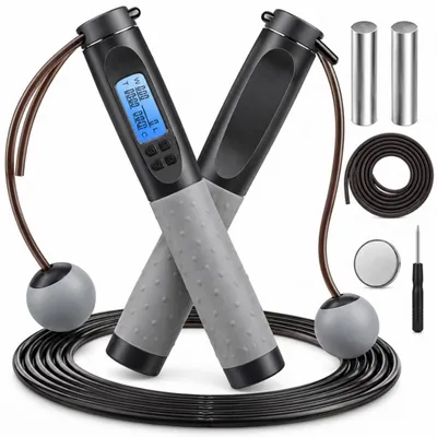 Produktbild von Digitale Springseil Mit Sprungzähler Kalorienzähler Kabellos Verstellbar Für Cardio Fitness Und Training Zu Hause
