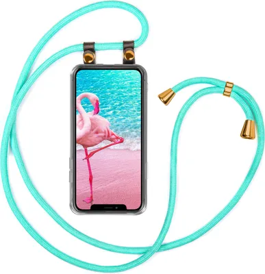 Produktbild von UMHÄNGEHÜLLE + KORDEL für iPhone X / iPhone Xs, Farbe:Mint Türkis